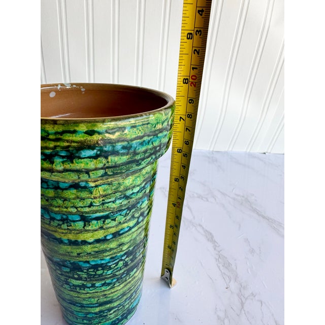 Mid 20th Century Vintage Italian Drip Glaze Pottery Vase – Mid-Century Modern Ceramic For Sale - Image 5 of 7