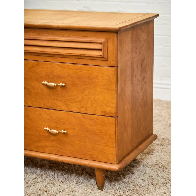 Wood Walnut 6 Drawer Dresser With Louvered Drawers For Sale - Image 7 of 12