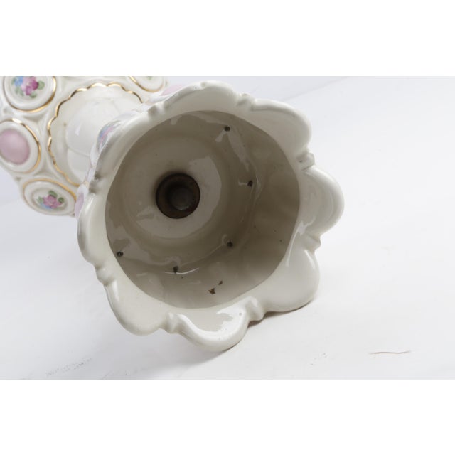 Ivory Antique Victorian Porcelain French Panel Mantel Luster Hand Painted Pink Gold For Sale - Image 8 of 12