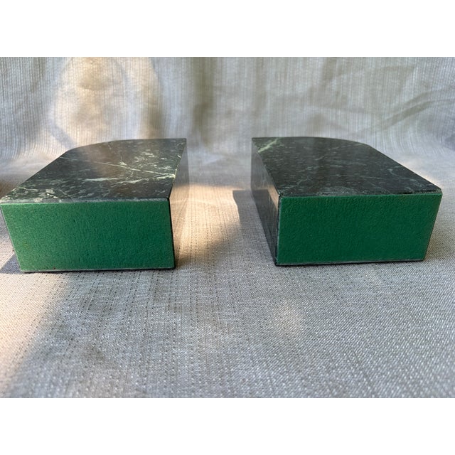 Vintage Medical Caduceus Green Italian Marble Heavy Bookends a Pair For Sale - Image 11 of 16