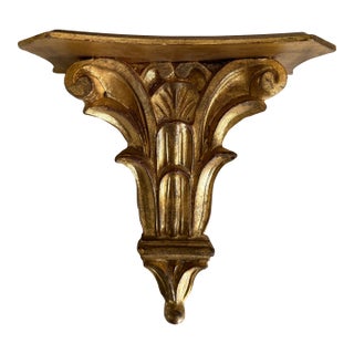 Vintage Italian Gilt Wall Shelf Sconce Carved Wood Italy Florentine Style For Sale