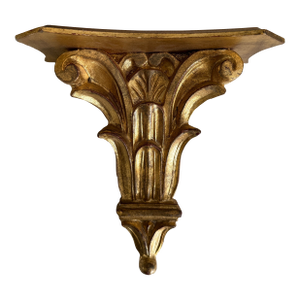 Vintage Italian Gilt Wall Shelf Sconce Carved Wood Italy Florentine Style