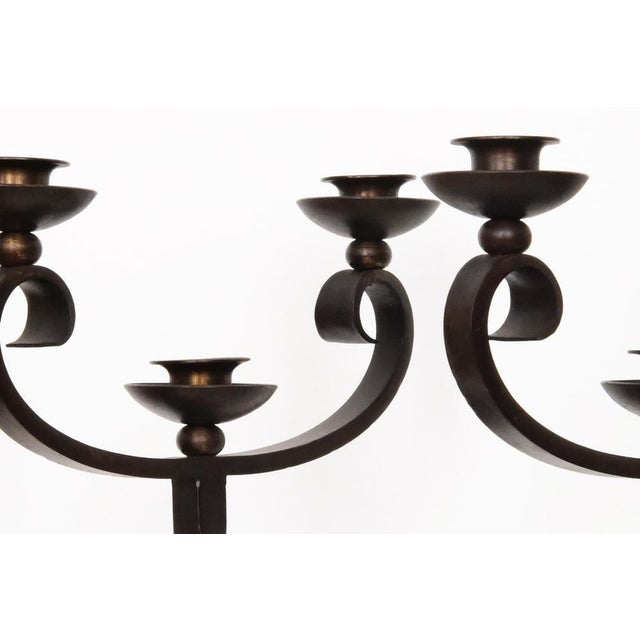 Black French Brown Wrought Iron Candelabras by Charles Piguet, 20th Century, Set of 2 For Sale - Image 8 of 16