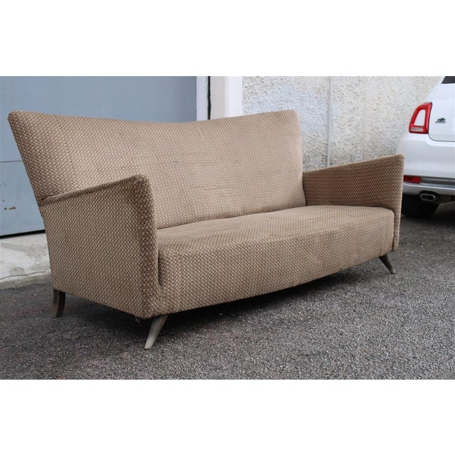 Italian Fabric Sofa with Oblique Cone Feet, 1950s For Sale - Image 13 of 18