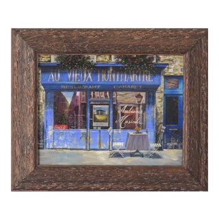 Paris Café Au Vieux Montmartre, 1994, Oil on Canvas For Sale