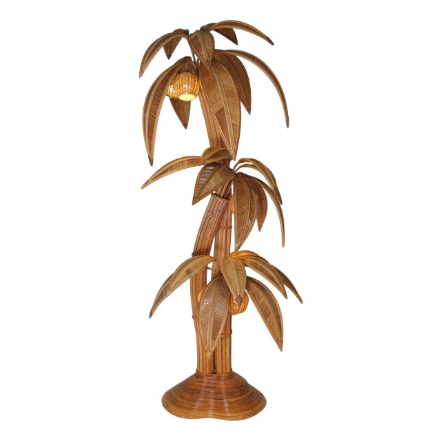 Rattan Palm Tree Floor Lamp For Sale