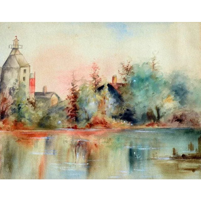 Impressionist C G Standeford Pond Reflections Watercolor Landscape 1940 For Sale - Image 3 of 7