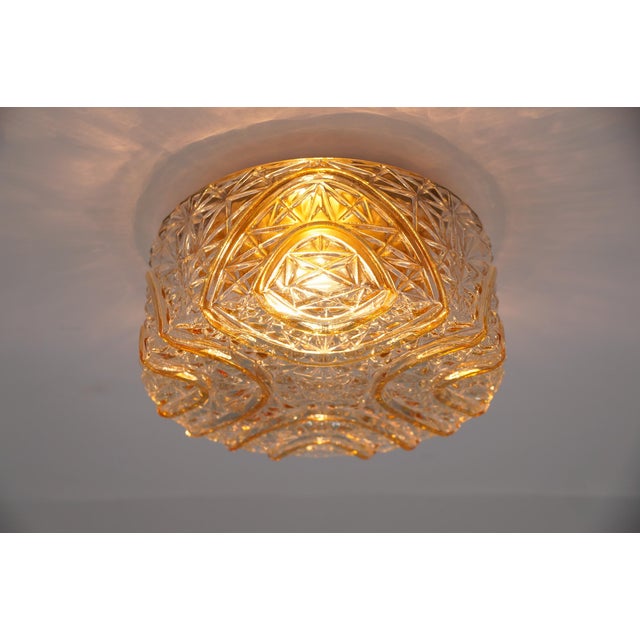 Roiund 3D Amber Glass Flush Mount Lamp by Limburg, Germany, 1960s For Sale - Image 11 of 15