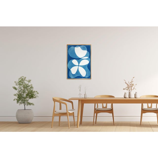 2025, Abstract Organic, Furniture Representation of Abstract Curvy Chair, Monotype Cyanotype in Blue Tones by Kind of Cyan For Sale - Image 4 of 16