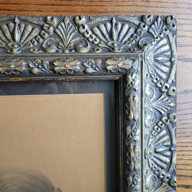 Gold Antique Portrait of a Women Muted Pallet in Ornate Frame & Matted For Sale - Image 8 of 18