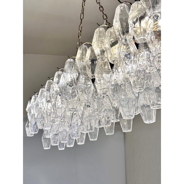 Transparent Contemporary Rectangular "Poliedro" Murano Glass Brunish Chandelier by Simoeng For Sale - Image 8 of 10