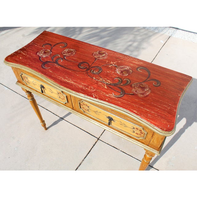 Italian Florentine Style Paint-Decorated Console Table For Sale - Image 11 of 14
