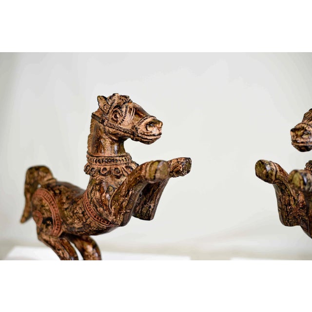 Paint Vintage Decorative Samurai Horse Figures on Lacquered Bases - a Pair For Sale - Image 7 of 13