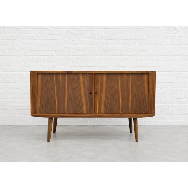 WALNUT Mid Century Modern Credenza / Media Stand in a perfectly tailored apartment size by Bruno Hansen, Made in Denmark,...
