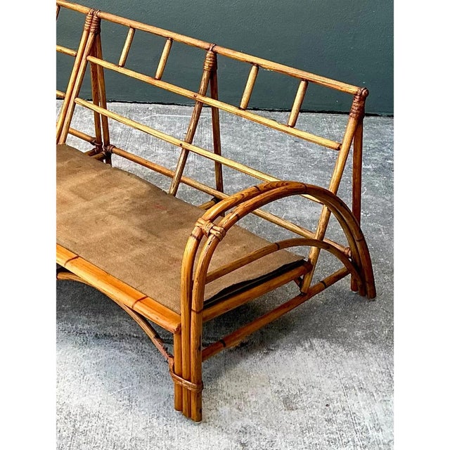 Vintage Heywood Wakefield Rattan Sofa Frame For Sale - Image 9 of 12