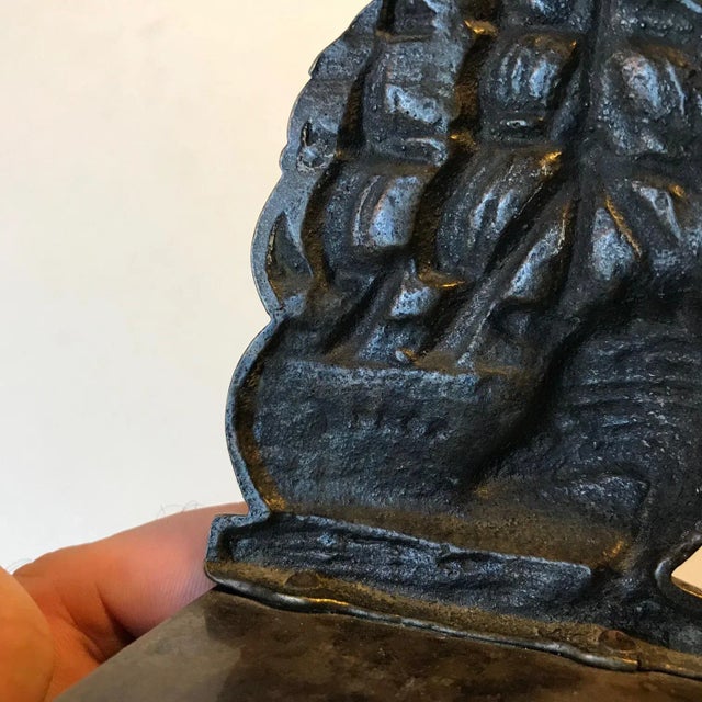 Danish Bronze Bookend with Ship, 1920s For Sale - Image 4 of 8