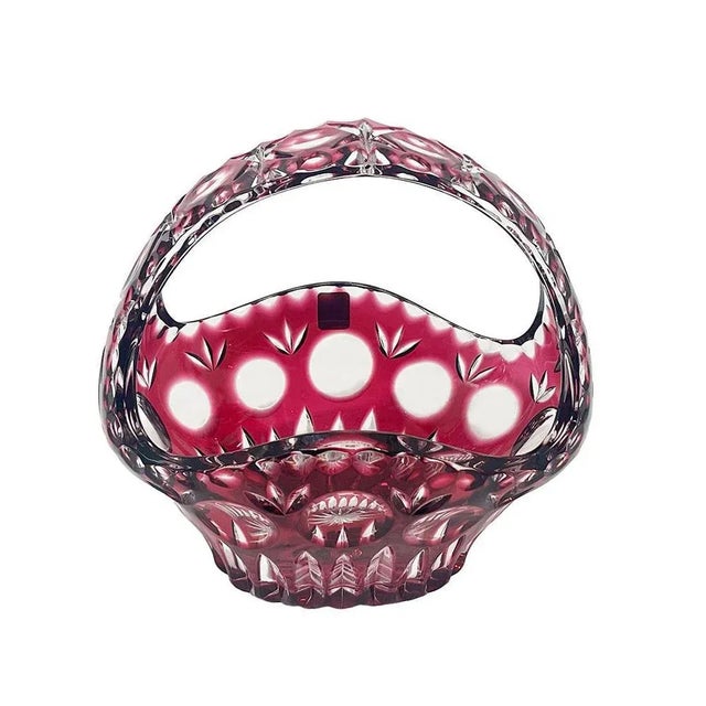 Glass German Crystal Vase and Basket, 1960s, Set of 2 For Sale - Image 7 of 9