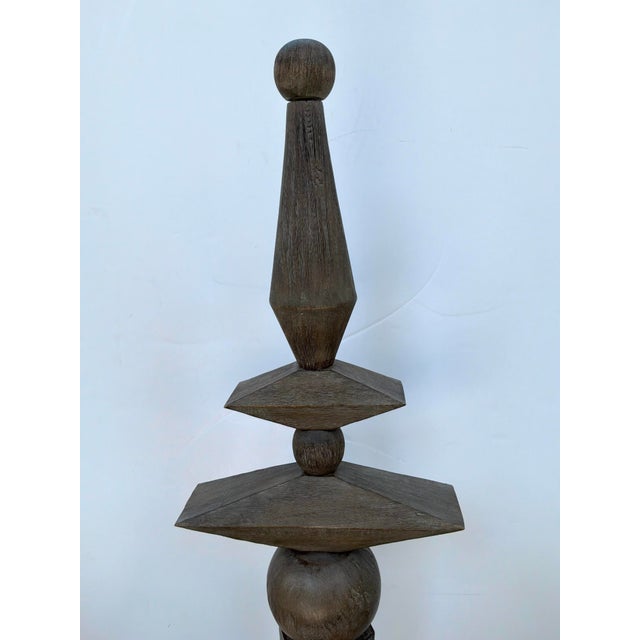 Stylish Revelation Lineage Totem Sculpture. Rustic geometric design over metal base. Showroom Floor Sample.