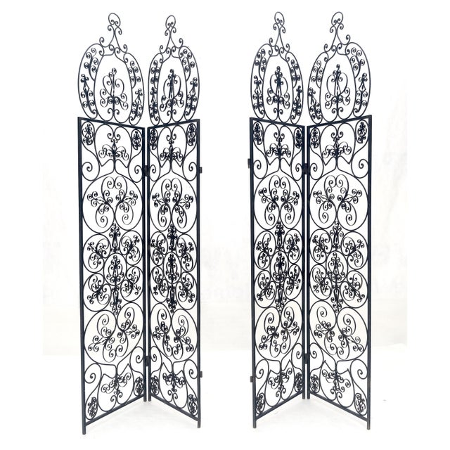 Fine Wrought Iron Scrolls Motif 4 panels Room Divider c1970s MINT For Sale - Image 4 of 15