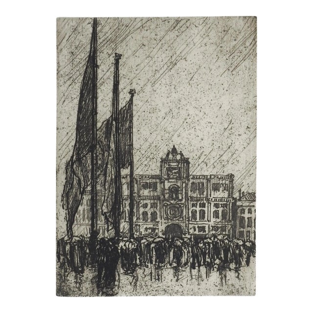 1915 Nelson Dawson Feast of St. Mark Venice Etching For Sale