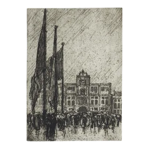 1915 Nelson Dawson Feast of St. Mark Venice Etching