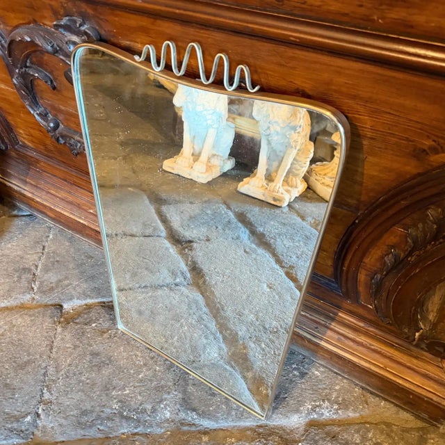 An Iconic 1950s Gio Ponti Mid-Century Modern Brass Italian Wall Mirror For Sale - Image 11 of 13