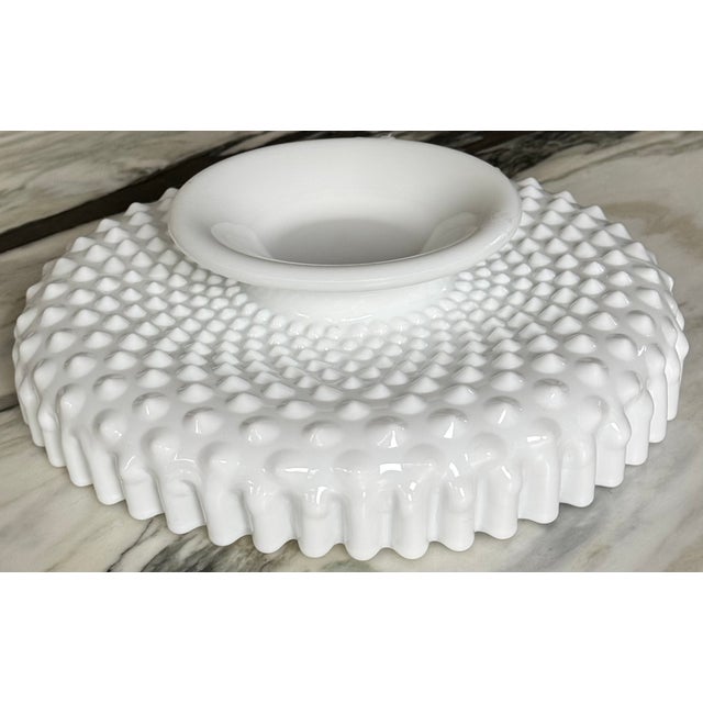Fenton Art Glass Company Mid-Century Fenton Glass Hobnail Ruffled Edge Low Compote Cache Pot For Sale - Image 4 of 11