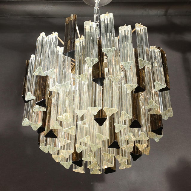 Mid-Century Modernist Hand-Blown Murano Mixed Glass Camer Triedre Chandelier For Sale - Image 15 of 17