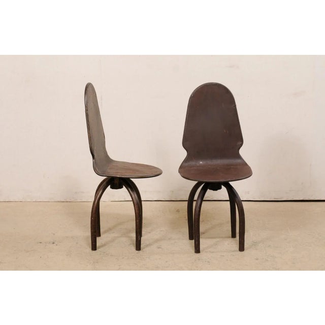 Vintage Mid Century Spanish Iron Swivel Chairs on Spider-Style Legs - a Pair For Sale In Atlanta - Image 6 of 11