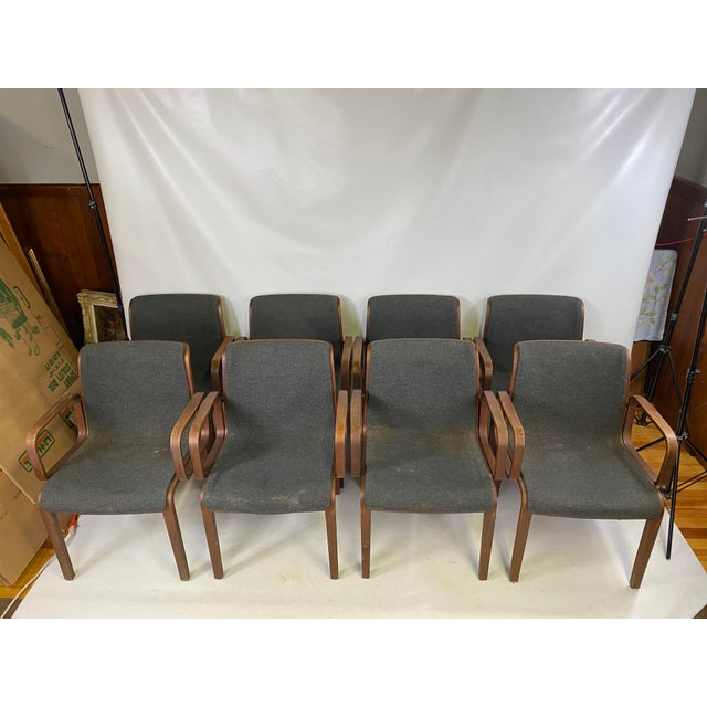 MidCentury Knoll Bent Wood Arm Chairs by Bill Stephens Set of 8