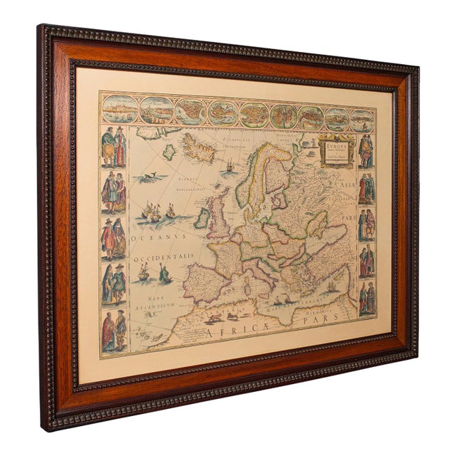 1970's Vintage Reproduction 17th Century Map of Europe For Sale