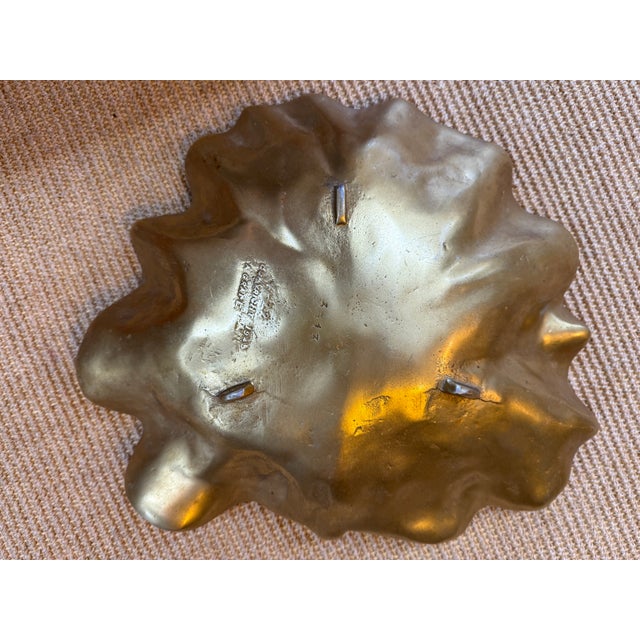 1960s Large Sea Grape Leaf Bowl, Vintage Brass, Design Copyrighted in 1949. For Sale - Image 5 of 6