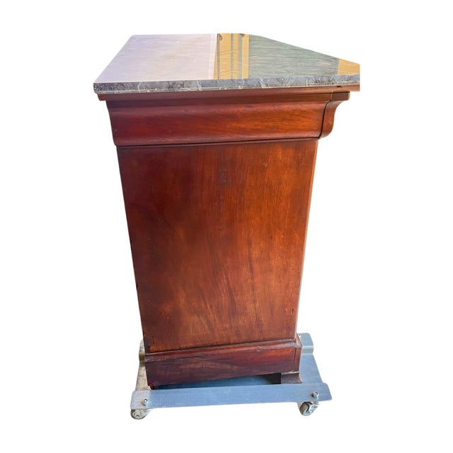 Rococo 19th Century Louis Philippe Mahogany Commode With Grey Marble Top For Sale - Image 3 of 11