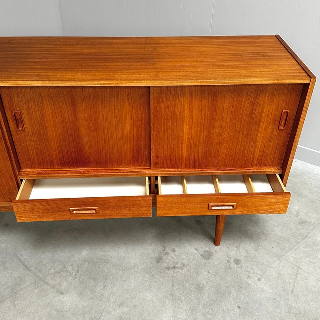 Wood Mid-Century Modern Danish Teak Sideboard with Sliding Doors, 1960s For Sale - Image 7 of 10
