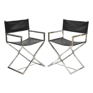 Vintage Daystrom Mid Century Modern Chrome & Naugahyde Directors Chairs - Pair For Sale