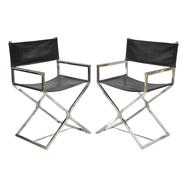 Vintage Daystrom Mid Century Modern Chrome & Naugahyde Directors Chairs - Pair For Sale