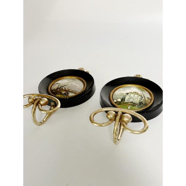 19th Century Wooden and Brass Coat Hooks, France, Set of 2 For Sale - Image 4 of 11