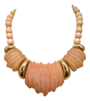 Vintage 1985 Signed Napier Pink "Sherbet" Molded Lucite Collar Necklace