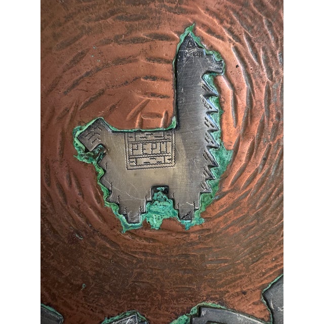 Tribal Vintage Peruvian Wall Plate Silver & Copper Mixed Media Decorative Handmade For Sale - Image 3 of 11