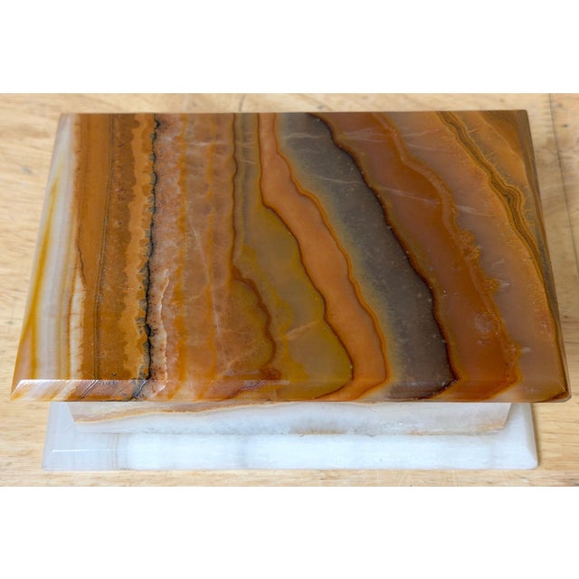 Brown Italian Specimen Agate and Alabaster Hinged Table Box, Circa 1950s For Sale - Image 8 of 18
