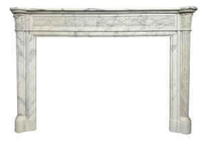 Large Antique Louis XVI 19th Century French Marble Fireplace Mantel, 1850