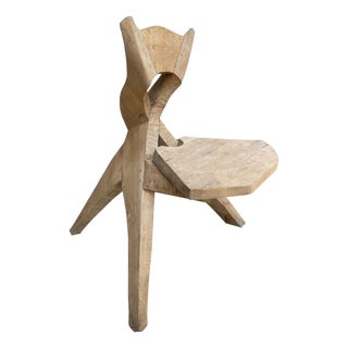 European Studio Art Chair in Carved Wood In the Manner of Jean Touret For Sale