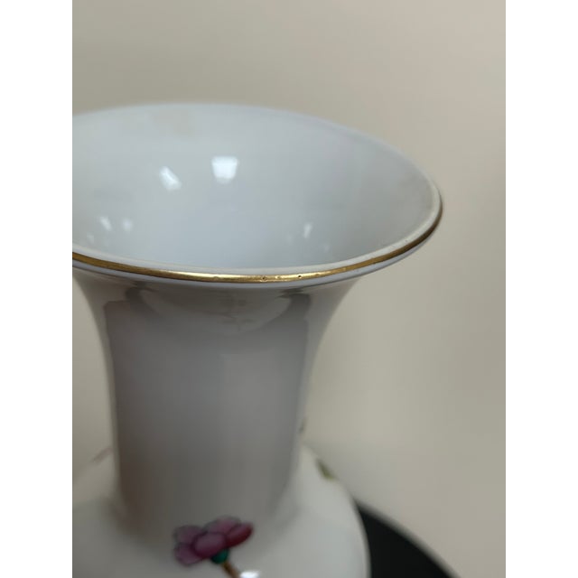 1970s Norleans Chinoiserie Hand-Painted Porcelain Vase For Sale - Image 11 of 12