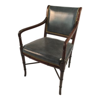 1960s Chippendale Classic Leather Desk Chair For Sale