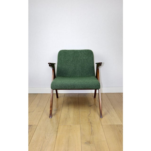 Green Bouclé Bunny Lounge Chair attributed to J. Chierowski, 1970s For Sale - Image 4 of 13