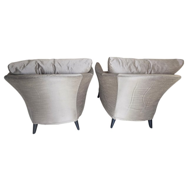 Textile 1980s Pair of Progetti Lounge Chairs by Umberto Asnago for Georgetti For Sale - Image 7 of 14