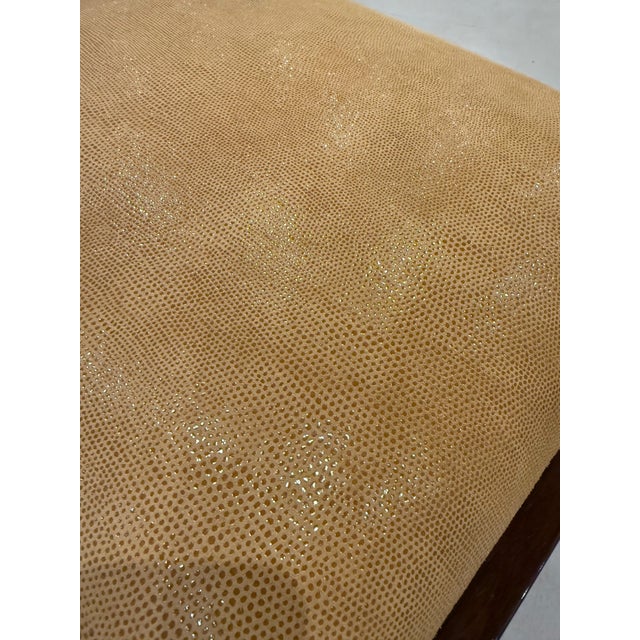 French Art Deco Bench Reupholstered in Gold Galuchat Fabric For Sale - Image 9 of 11