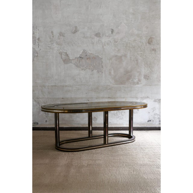 Large Glass and Brass Table Product details Dimensions: 208,5 L x 74 H x 110,5 P cm