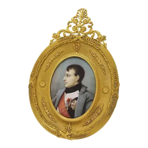 Antique Napoleon Miniature Portrait Painting Gilt Bronze Frame Signed Latour