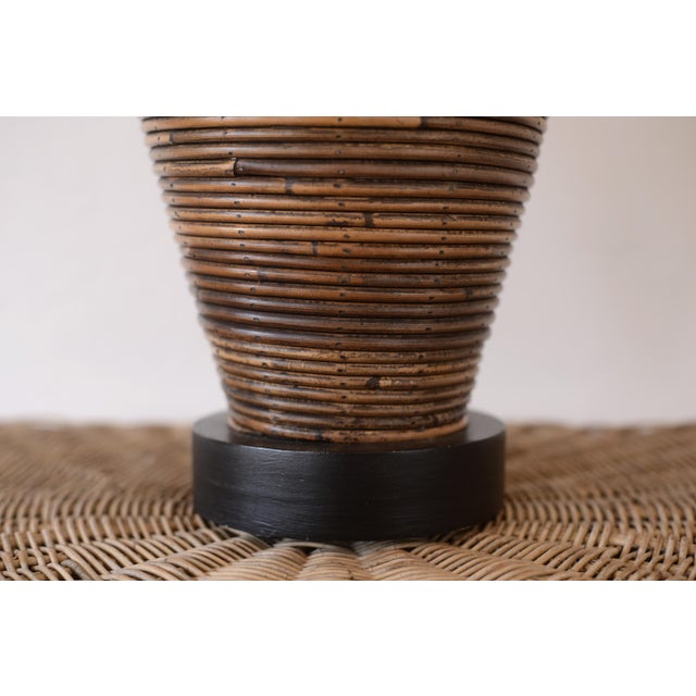 1990s Vintage Boho Pencil Reed Bamboo Table Lamp For Sale - Image 5 of 8